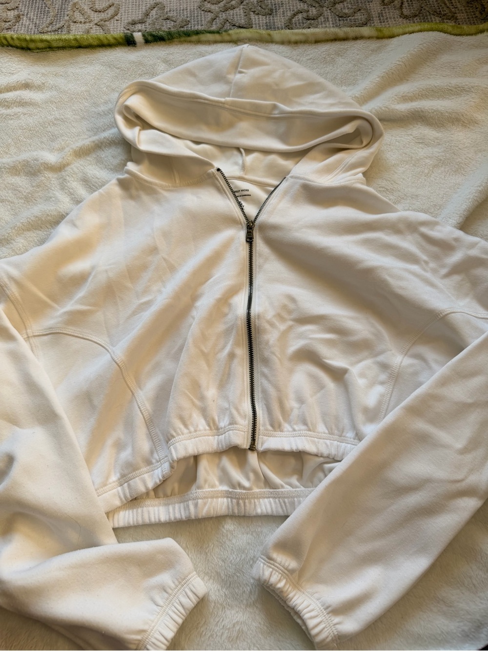 Gilly Hicks White Zip-Up Jacket with Black Print